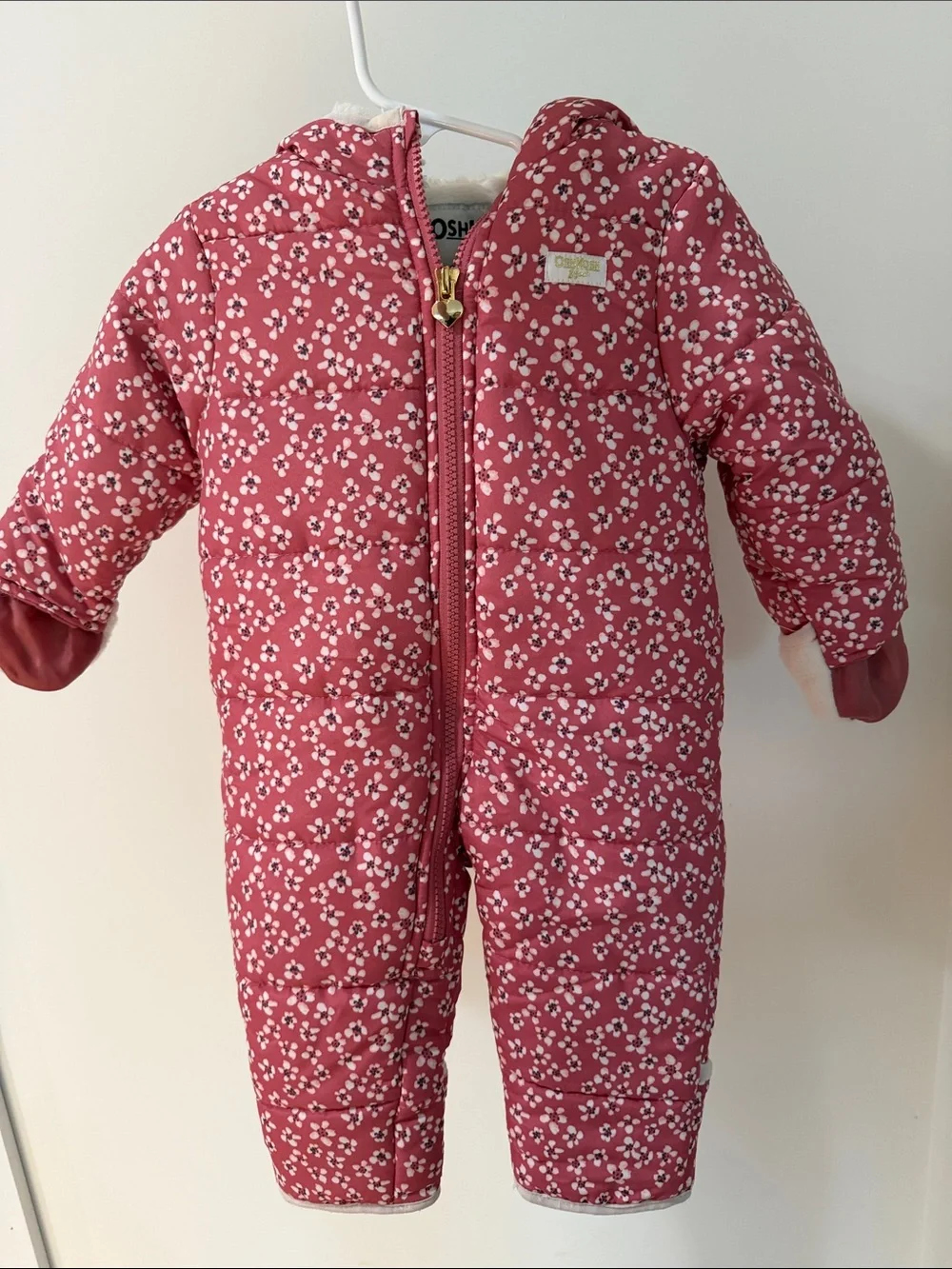 OshKosh B'gosh Rose Pink Floral Puffer Snowsuit